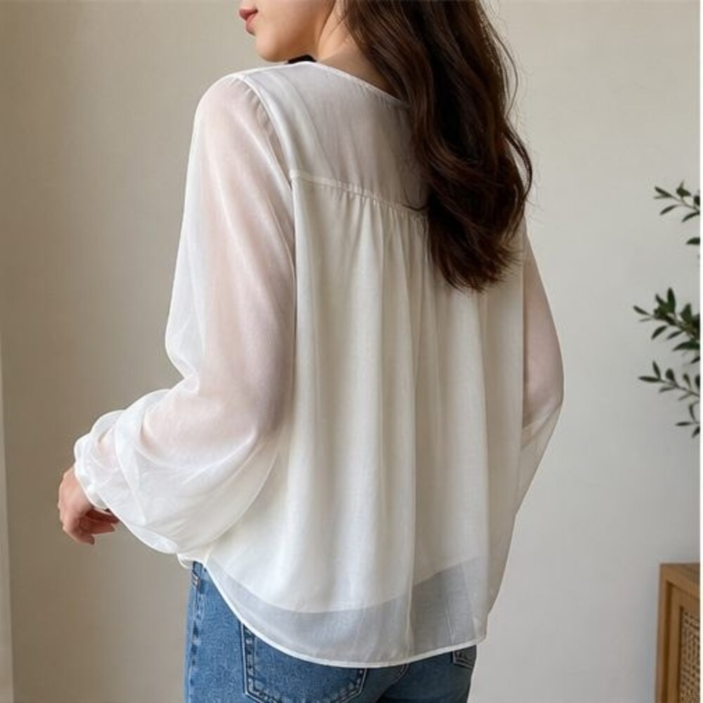 Ivory V Neck Top - Picture 3 of 6